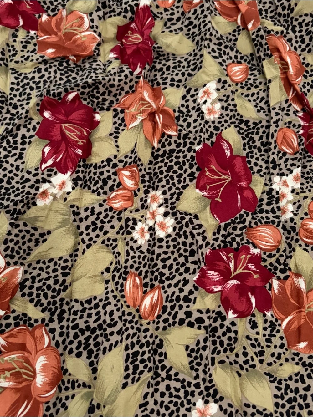 vintage Sag Harbor leopard floral maxi skirt Womens S pleated 90S Whimsy Boho